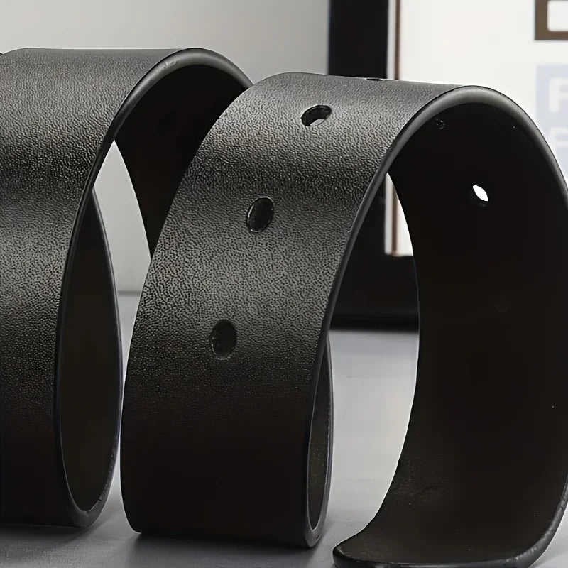 Vintage Square Alloy Buckle Men's Synthetic Leather Belt with Black, Casual & Business Style, Durable Accessory Vintage Belts