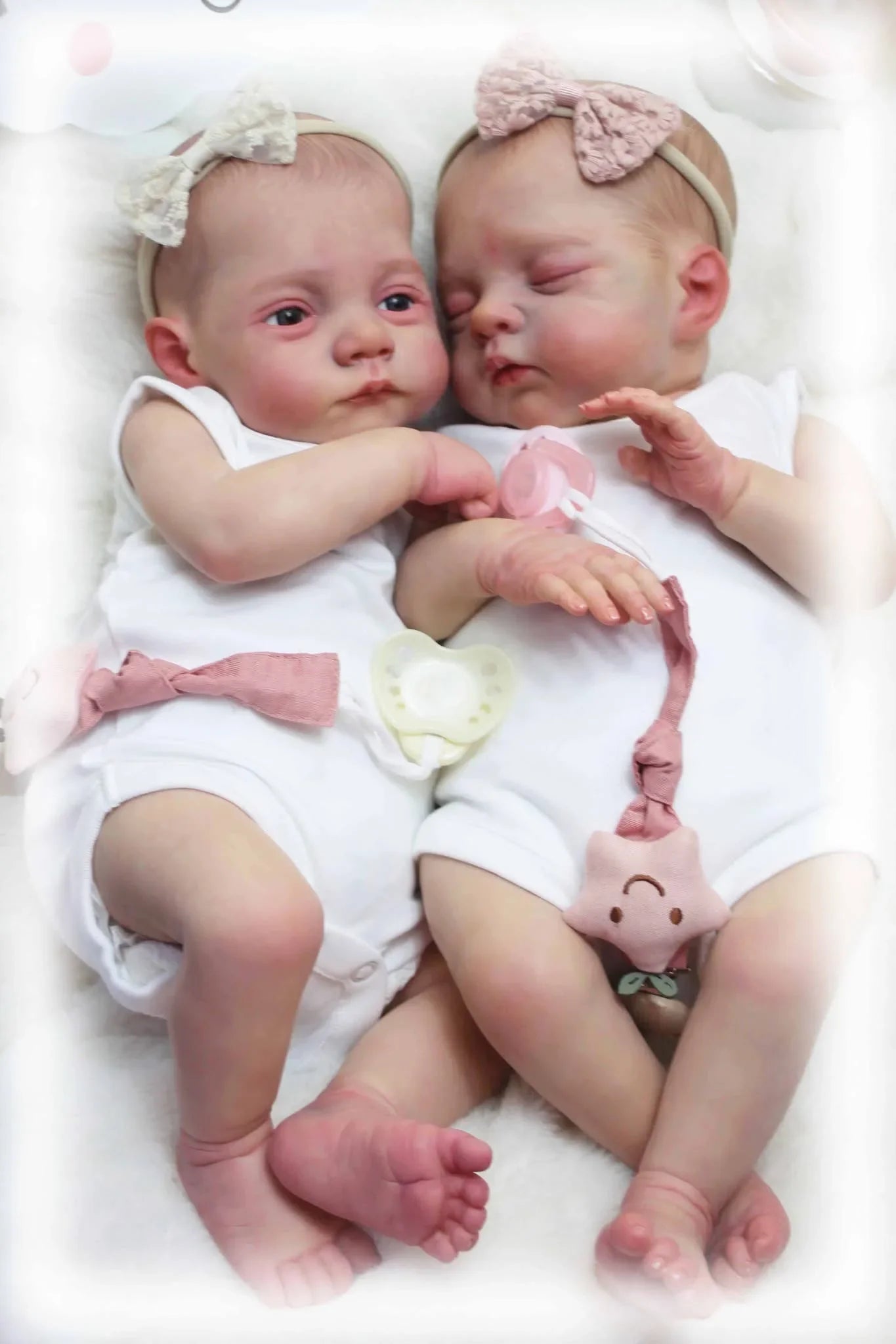 NPK 18inch Irys & Lily Twins Reborn Baby Doll Handmade 3D Skin Multiple Layers Painting Collectible Lifelike Art Doll