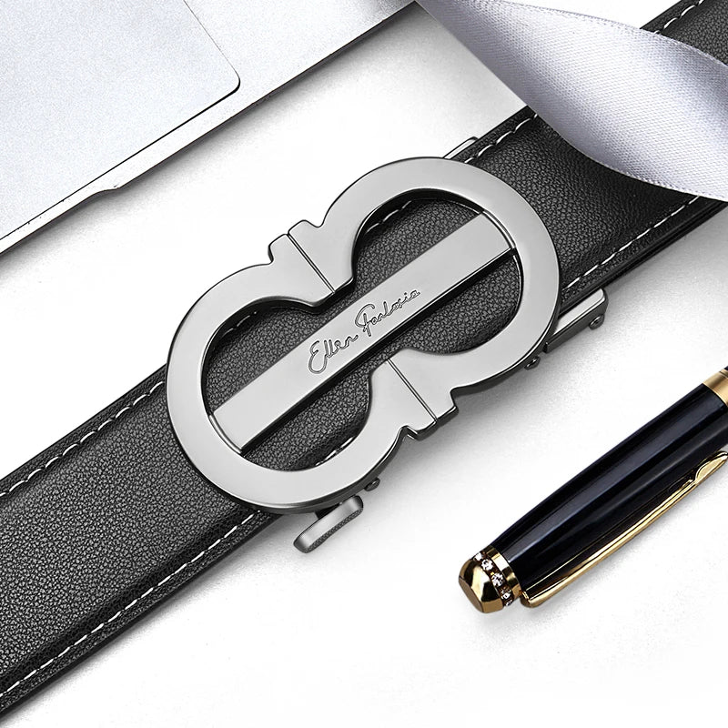 OYIFAN Fashion Men's Belt Automatic Belt Cowhide Genuine Leather Automatic Buckle,Designer Belts,Business Casual Belts for Men