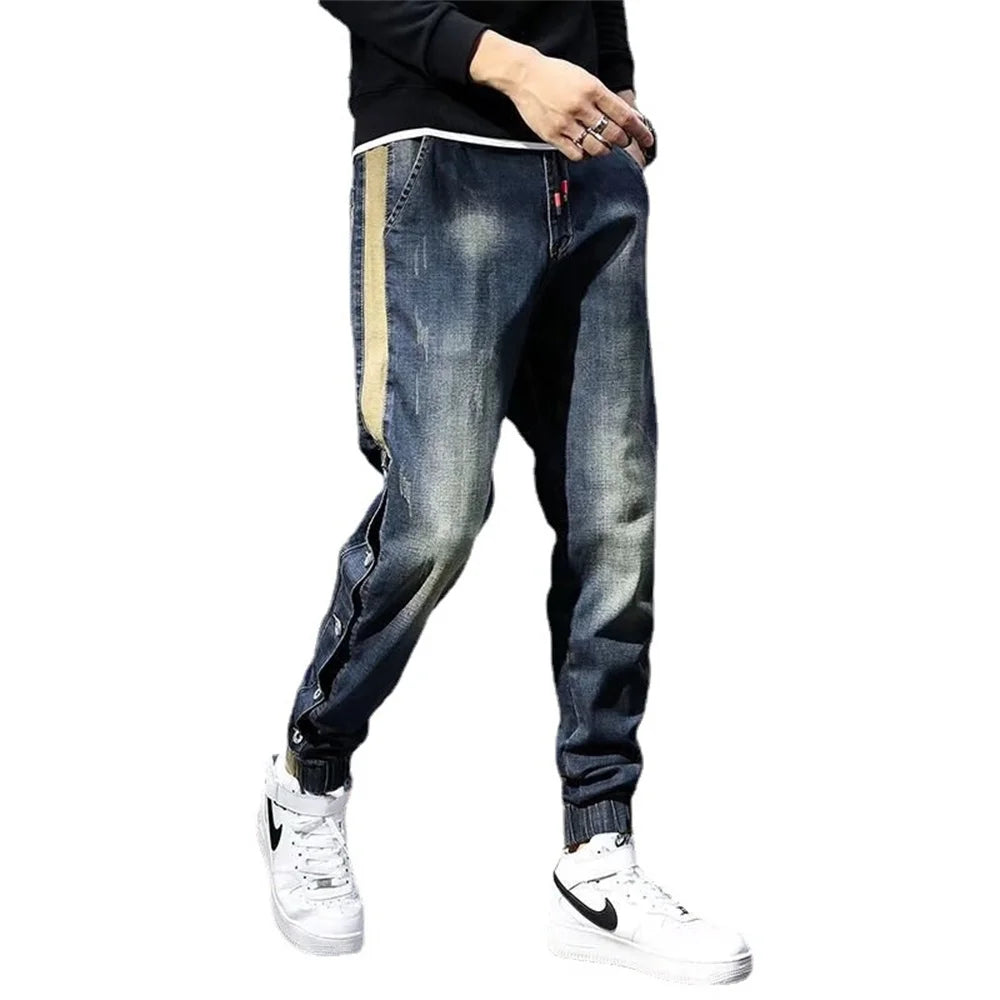 Mens Jeans Harem Pants Fashion Pockets Desinger Loose fit Baggy Moto Jeans Men