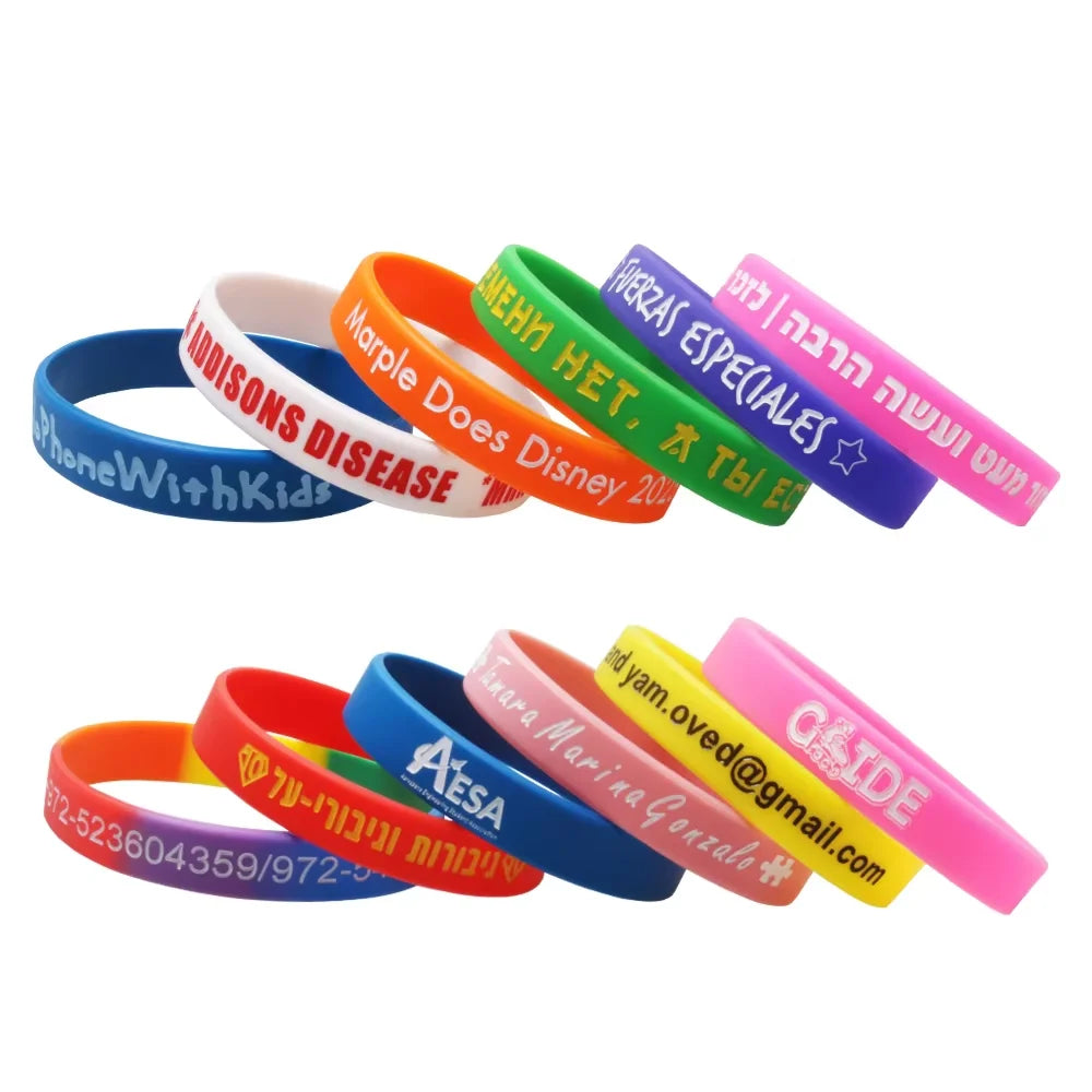 1 Lot Wholesale Custom Silicone Bracelet Custom Silicone Wristband Personalized Bangles Band for All Even Waterproof Not Fading