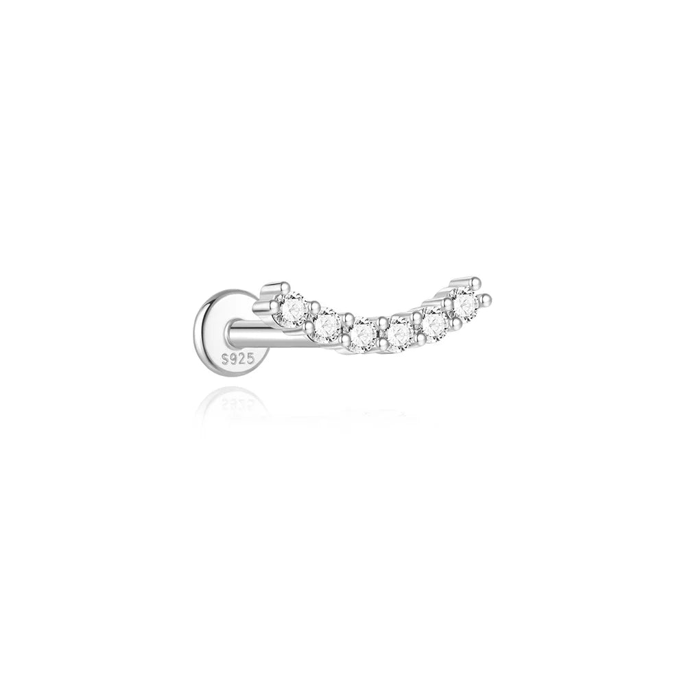 AIDE Heart Round Ball Flat Helix Piercing Earring 925 Sterling Silver Ear Studs Geometric Zircon Exquisite Trinket Studs Aretes