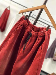 Autumn Winter Casual Corduroy Harem Pants Women High Waist Retro Loose Bloomers