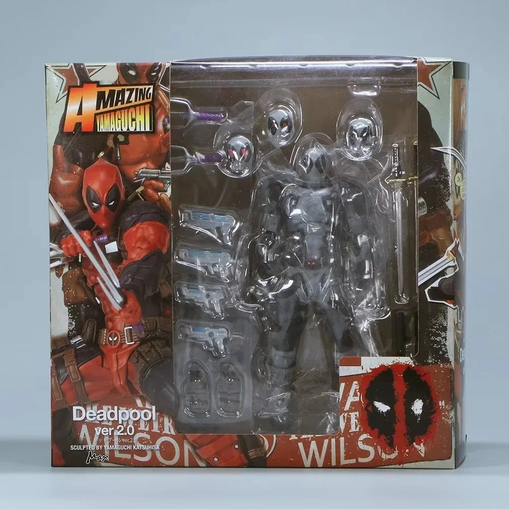AMAZING YAMAGUCHI Deadpool & Wolverine 2.0 Grey Action Figure Mutants Joint Movable KAIYODO Wade Model Movie Toys for Kids Gift