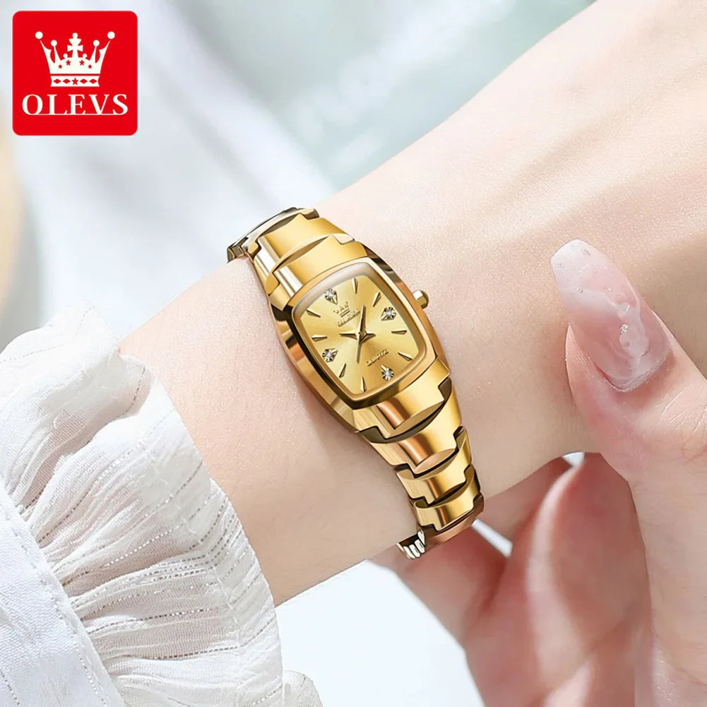 OLEVS 7006 Women's Watches Top Brand Luxury Original Quartz Montres Femmes Waterproof Tungsten Steel Case Strap Luminous Date