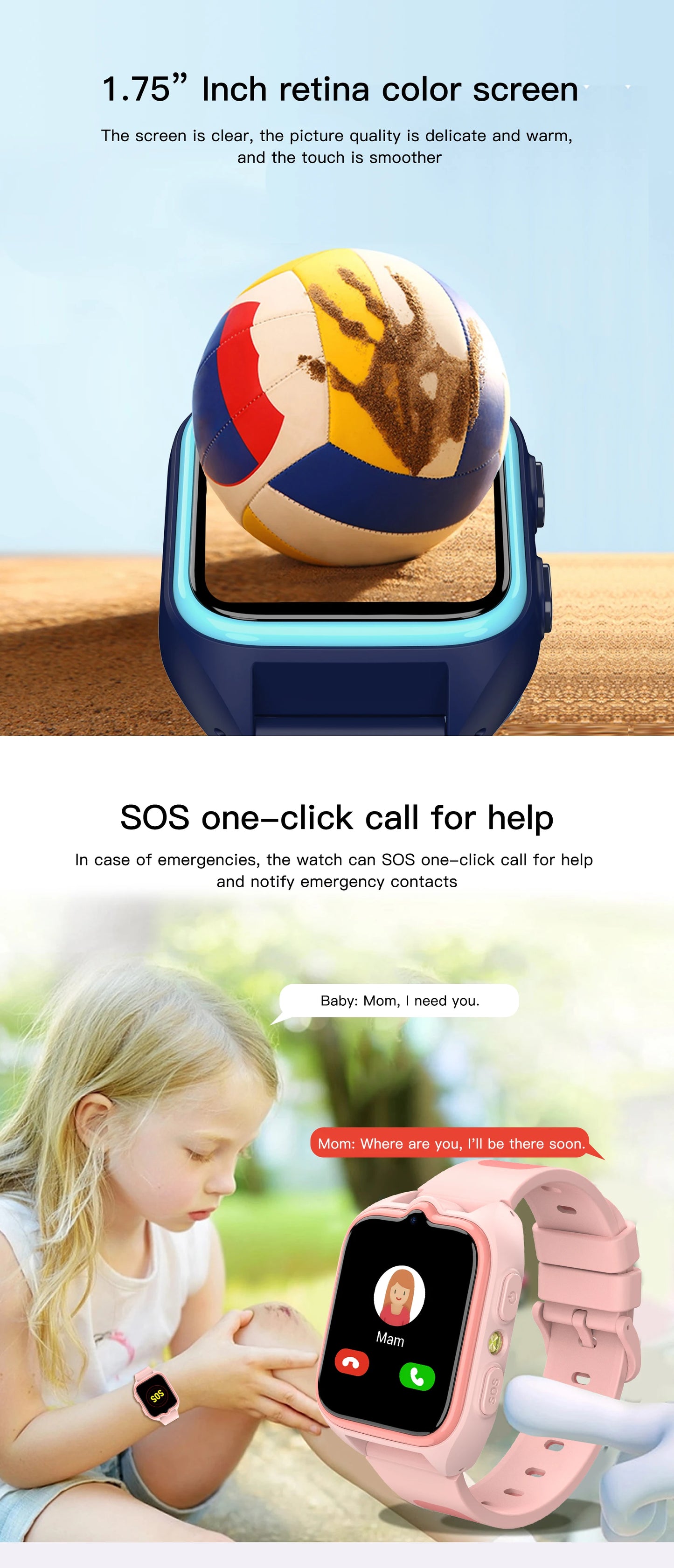 Blackview Z30 Kids Smart Watch Children Phone Watch, LBS+WiFi+GPS Triple AI Positioning, 4G Video Call, Phone Watch Smartwatch