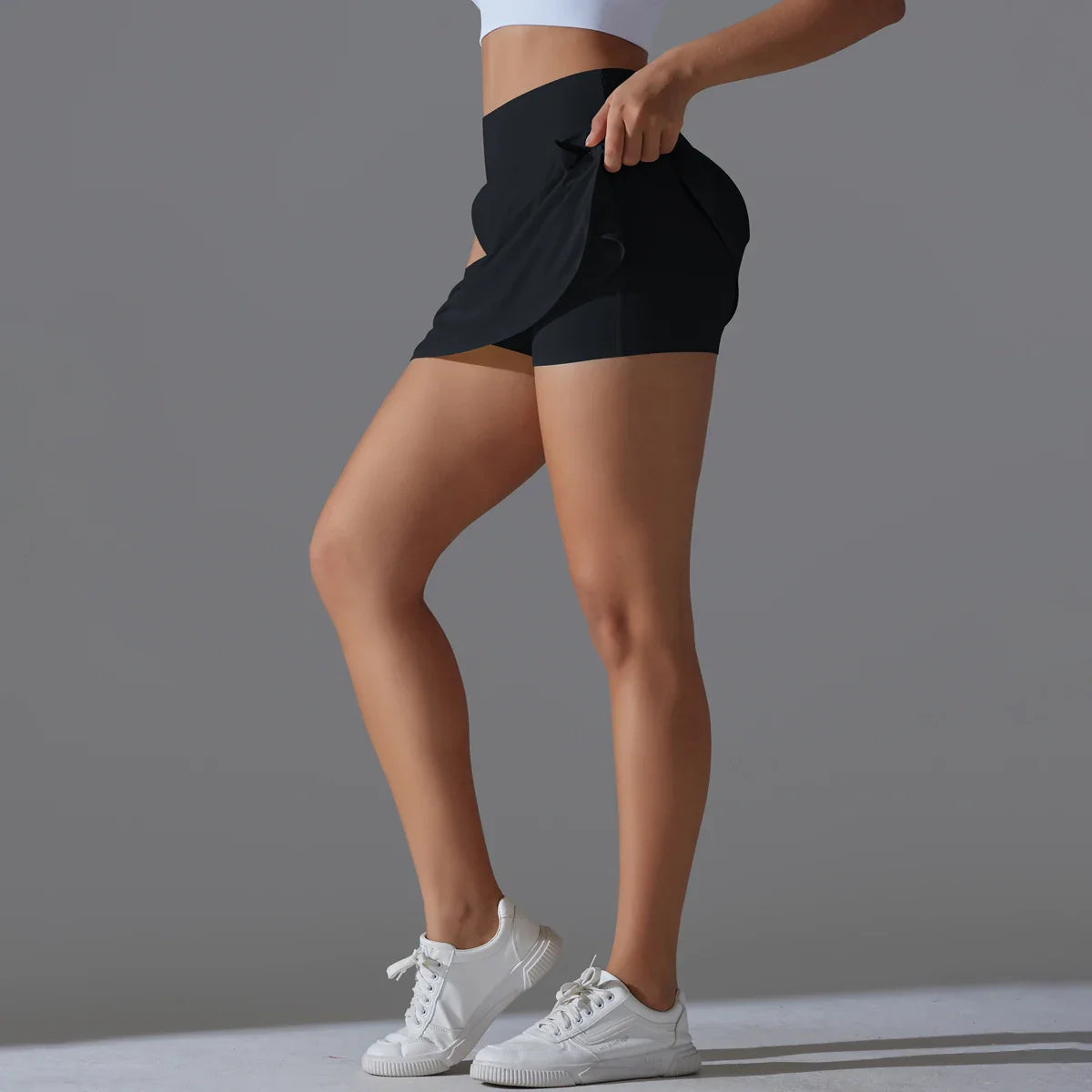 Women Gym Running Shorts Double Deck Quick Dry Gym Sport Shorts Fitness Jogging Workout Shorts With Pocket Sports Tight Short