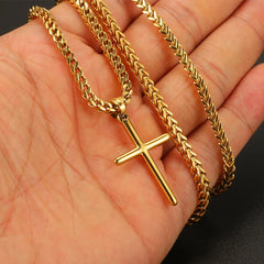 Punk Cross Pendant Link Chain for Men Women 316L Stainless Steel Hip Hop Necklace