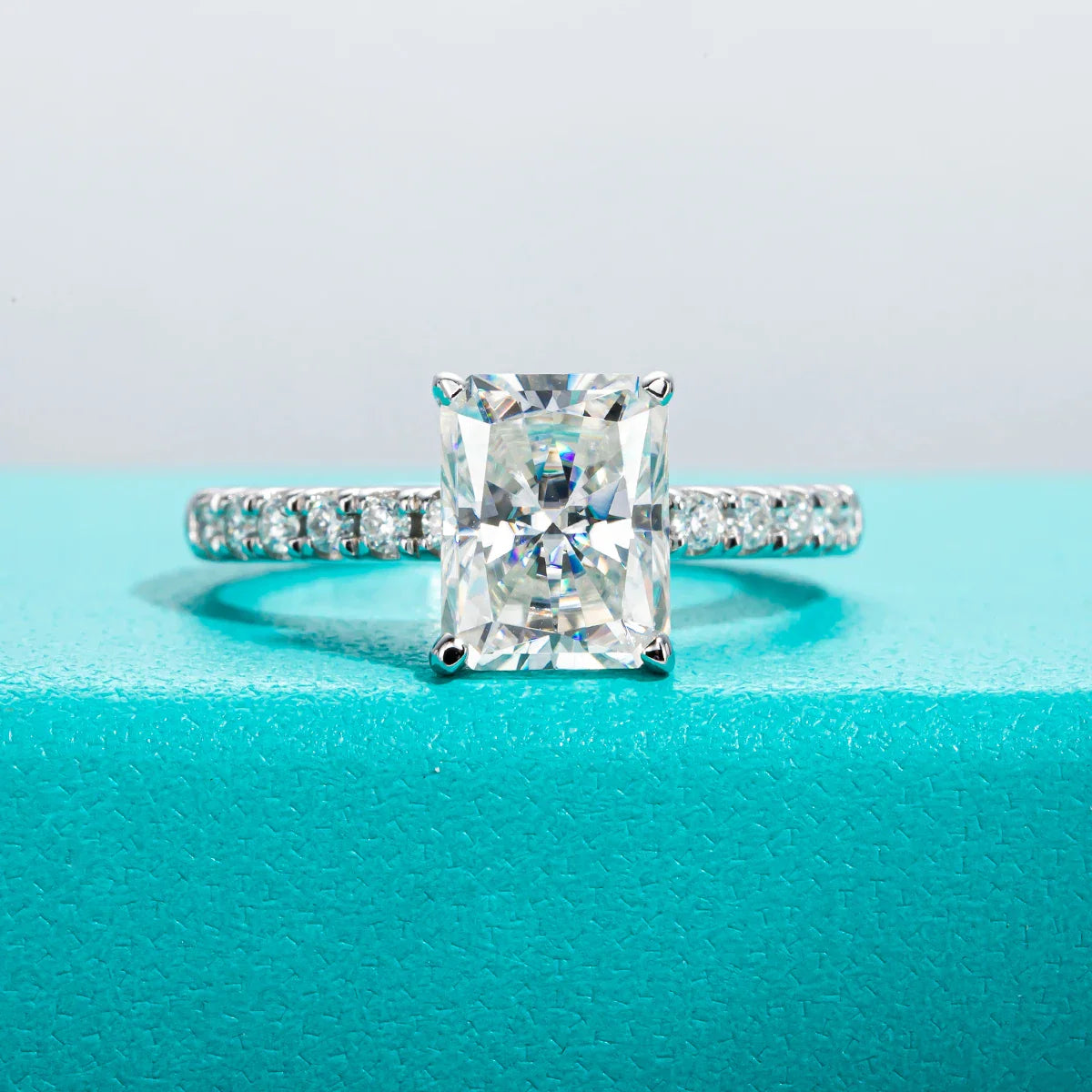 AnuJewel 3ct D Color Radiant Cut Moissanite Engagement Gold Plated 925 Sterling Silver Rings For Woman Customs Jewelry Wholesale