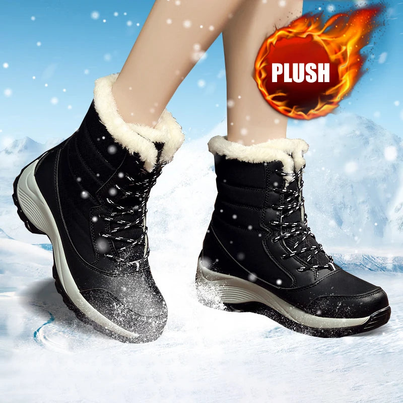 Ankel Boots for Women Winter Outdoor Warm Snow Boots Chunky Platform