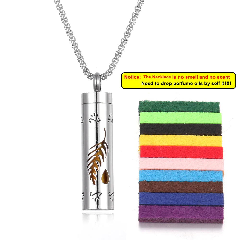 Long Strip Stainless Steel Aromatherapy Necklace Perfume Diffuser Essential Oil Diffuser Pendant Necklace Jewelry Accessories
