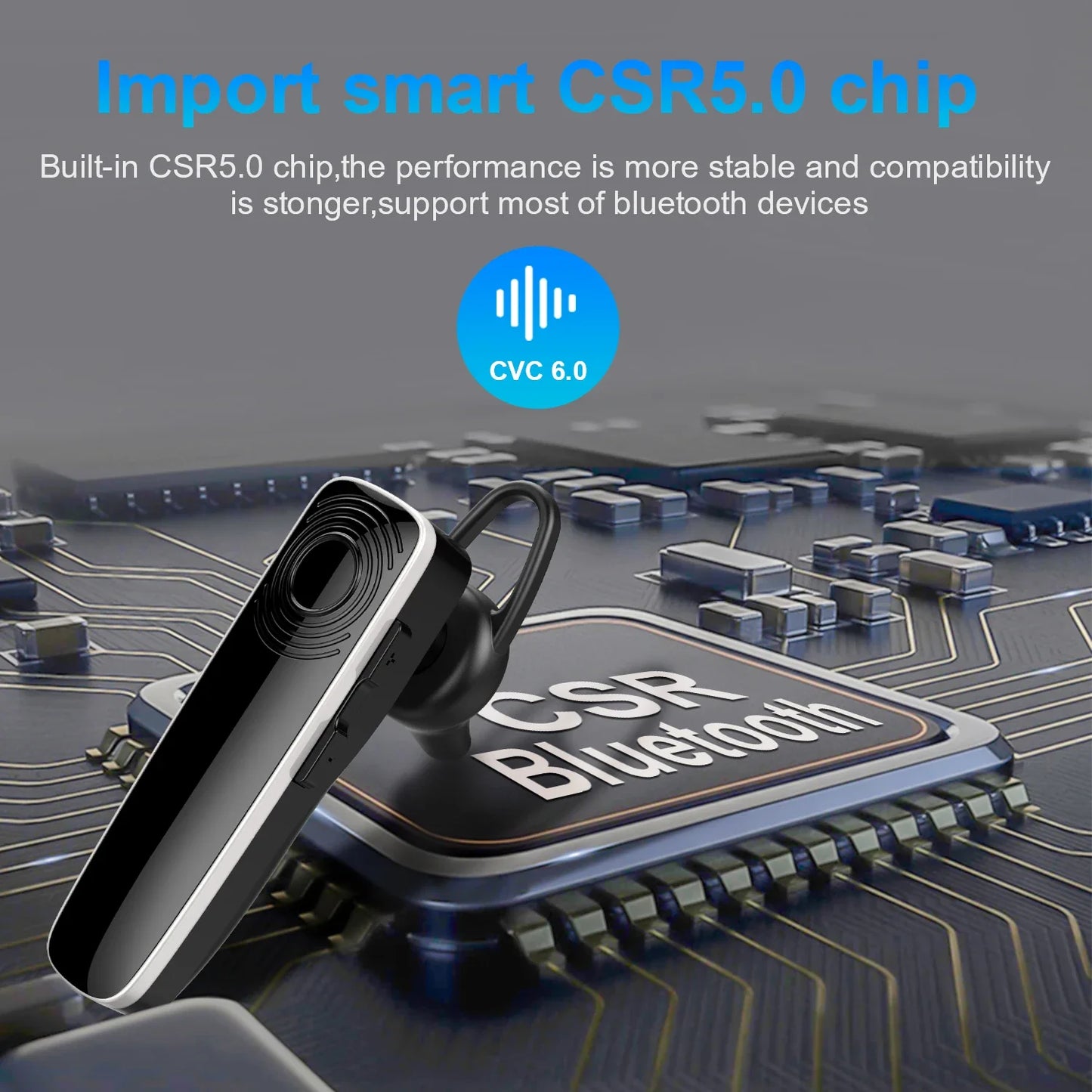 Wireless Headset Bluetooth Earbuds Single Earphones With MEMS Micro Ear Hook