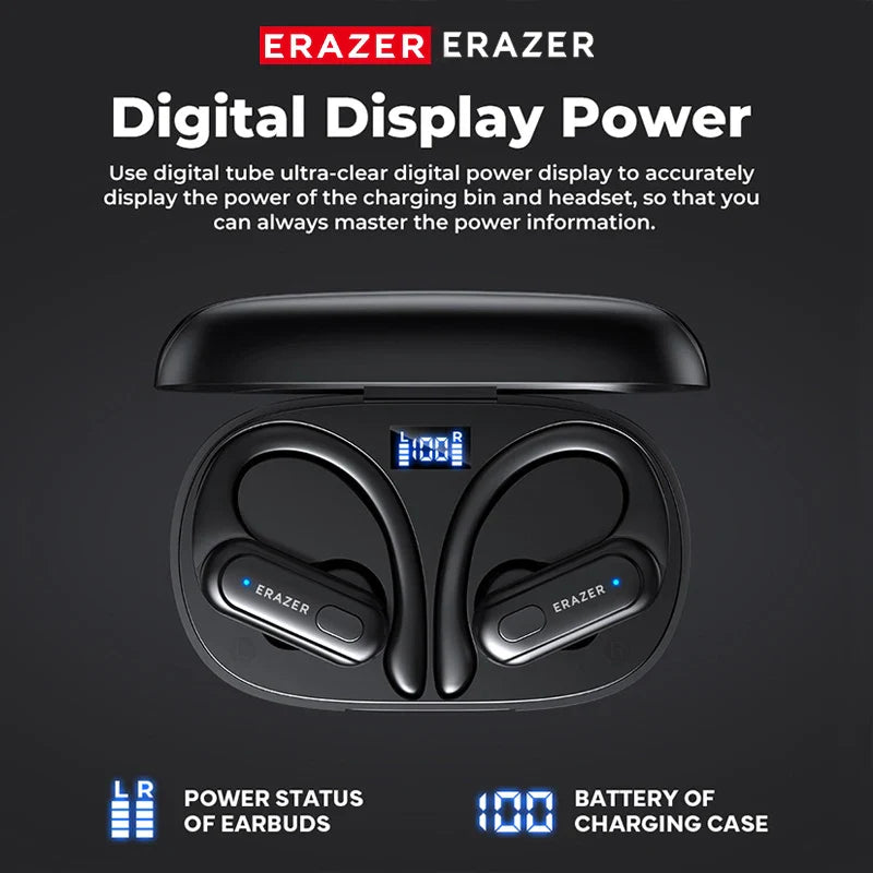 Erazer XT60 Wireless Headset Bluetooth 5.3 Bass Stereo Sports Headset with Microphone,Super Long Endur With Mic