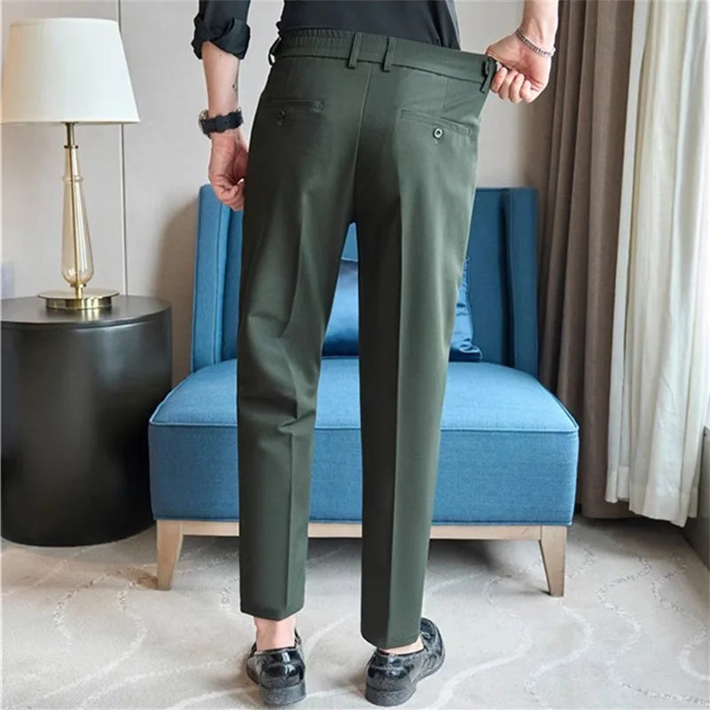 Suit Pants Men Fashion Smart Casual Suit Trousers Slim Fit Wedding Party Formal Dress Mens