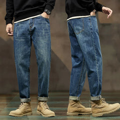 Loose Fit Harem Jeans Pants Men Baggy Trousers Blue Spring And Winter