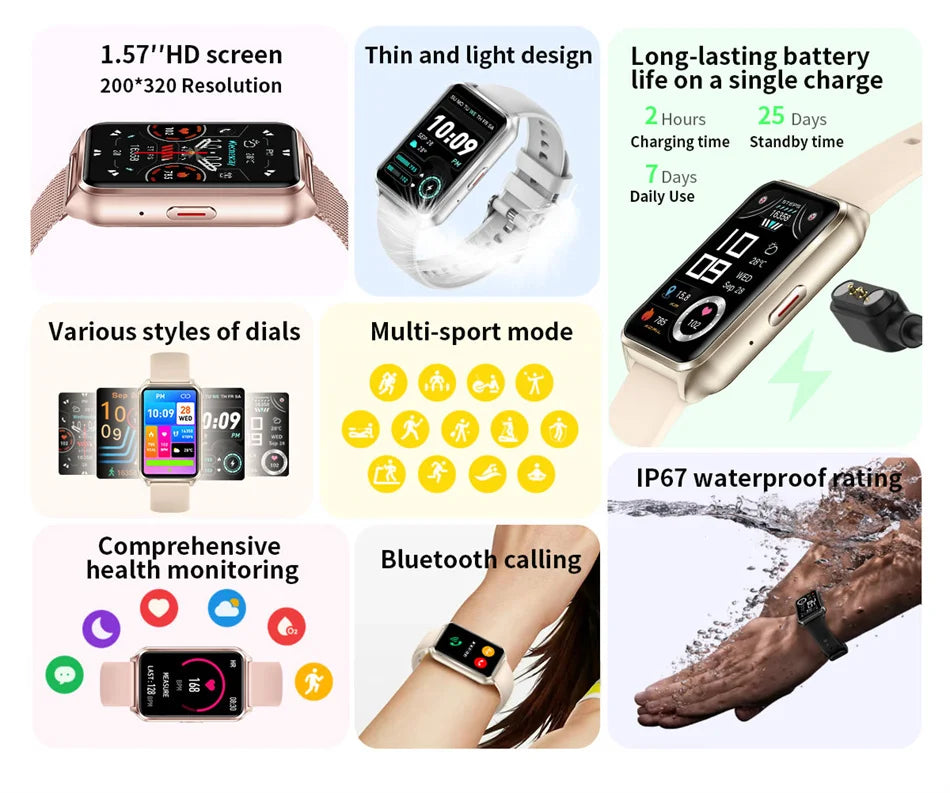 HD Bluetooth Call Smart Watch Men's Bracelet Fashion Women Smart Watch Android IOS