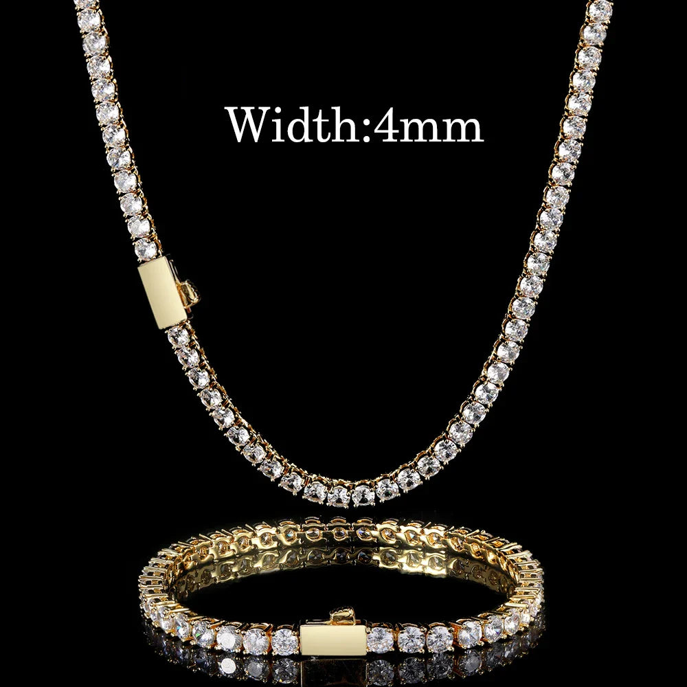 Hip Hop Jewelry Cubic Zirconia Iced Out Tennis Chain Iced Out 18k Gold Plated Bling Necklace For Women Free Custom Laser Logo