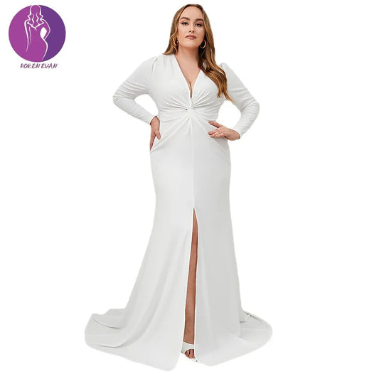 Roken Evan 2022 Plus size Women's Evening Dress Elegant and sexy white slim dress with big swing Party Dress wedding bridesmaid