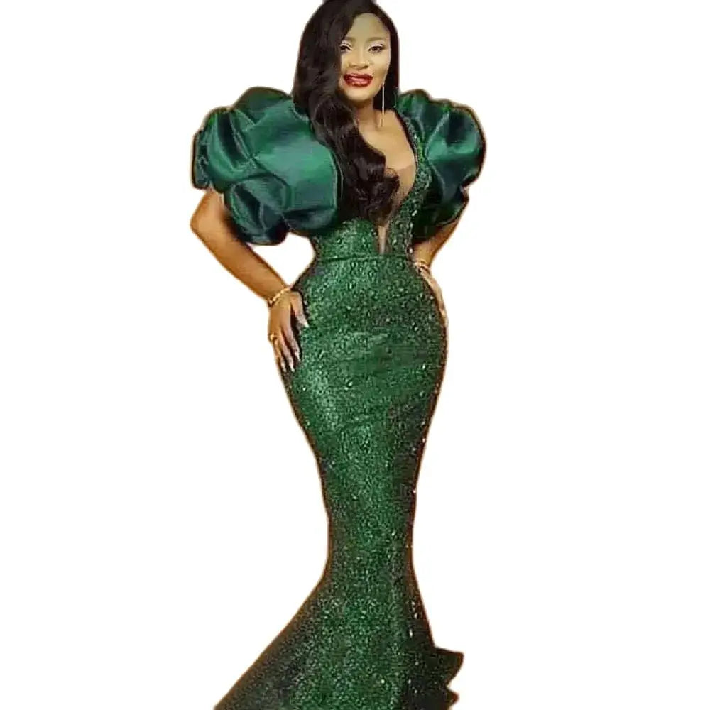 Homecoming Dresses: Sequined Hunter Green Prom Dresses Mermaid  Evening Dress