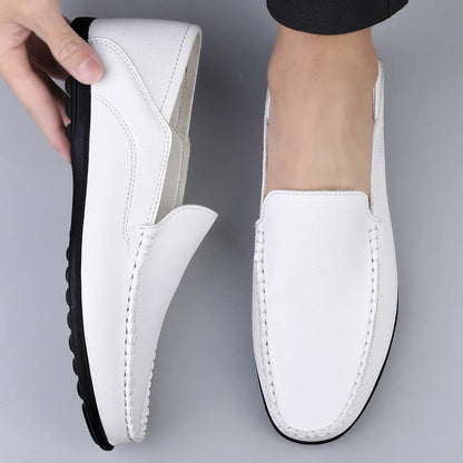 Plus Size 46 47 Genuine Leather Men Shoes Casual Brand Formal Mens Loafers Moccasins Italian Breathable Slip on Male Boat Shoes