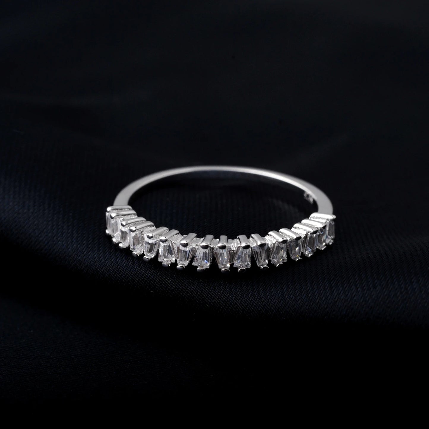 4 Pcs 925 Sterling Silver Wedding Band Solitaire Eternity Stacking Rings for Women
