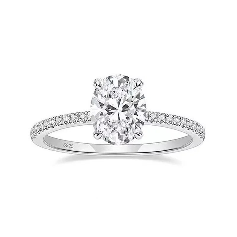 KNOBSPIN 1/2/3ct D Color Oval Cut Moissanite Ring S925 Sterling Sliver Plated 18k White Gold Wedding Engagement Rings For Women