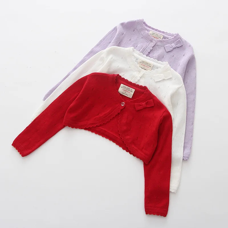 White Girls Cardigans Sweater Jacket Kids Girl Coat Outcoat Shawl Girls Clothing