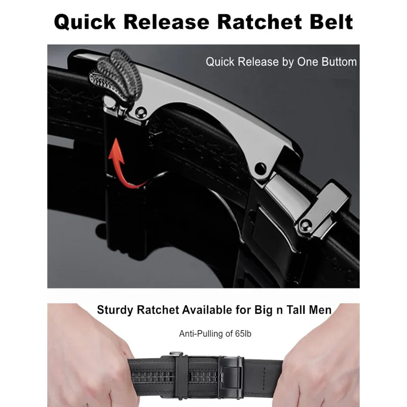 Men's Automatic Belt Adjustable Ratchet Belt for Men Brown/Black High-Quality Genuine Leather Belt Business Casual Belt for Men