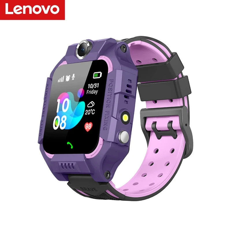 Lenovo Kids Smart Watch SOS GPS Location Sim Card Camera Heart Rate Monitoring Bluetooth Calling Waterproof Gift For Android