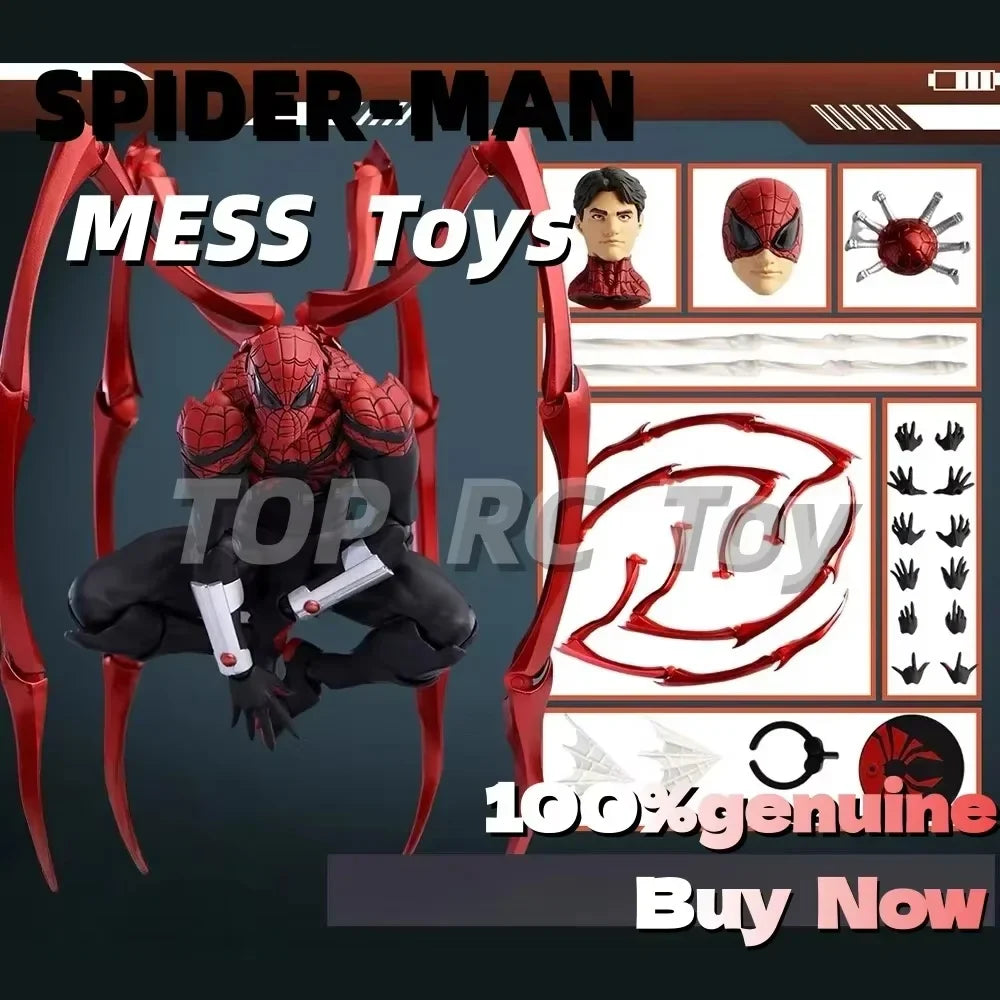 MESS Toys Scarlet Spider Man Action Figure Genuine Anime Handmade Collectible Ornament Toy For Kids And Anime Fans Holiday Gift