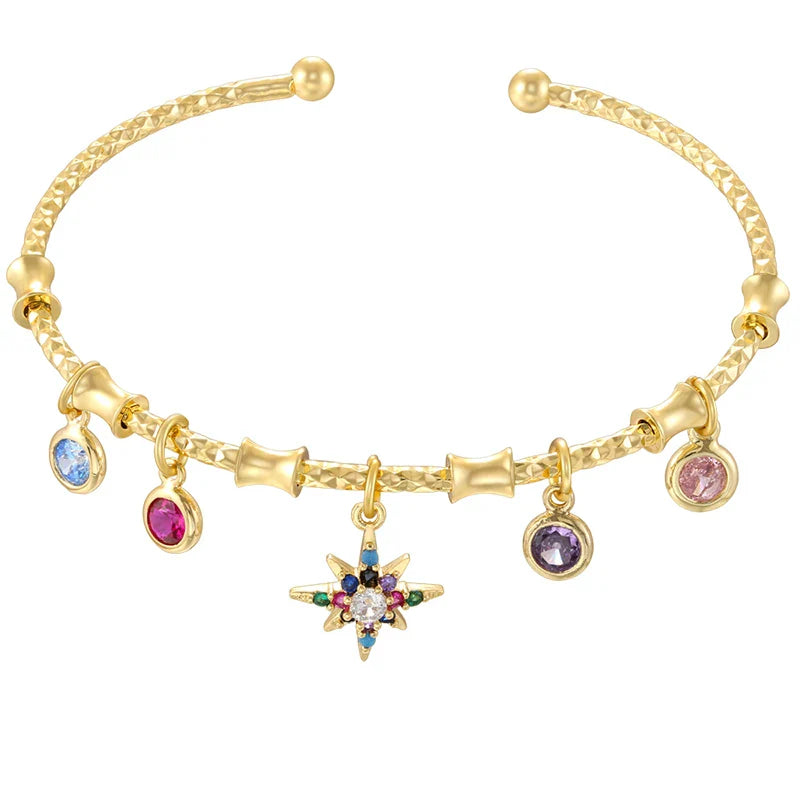 ZHUKOU candy charms bracelet for women Gold color romantic round charms bangles lady birthday gifts Man bracelet Jewelry VL338