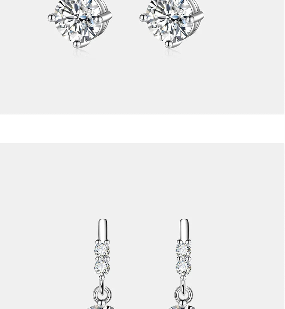 PERFA﻿NY 0.5/1CT Moissanite Drop Earring Women S925 Pure Silver Four Claw Laboratory Diamond Fashion Luxury Wedding Jewelry