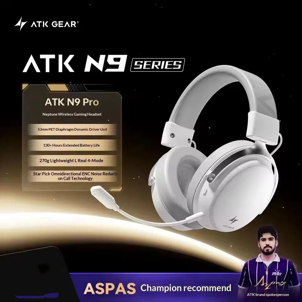 ATK M1 Game Headset Three Mode Wireless Headworn PS5  PC Gaming Headset Microphone Virtual 7.1 Surround Noise Reduction Headset