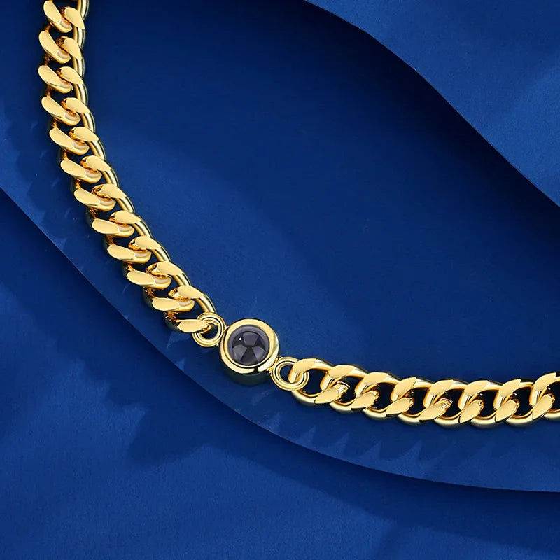 Custom Color Picture Projection Bracelet Titanium Steel Cuban Chain For Girlfriend Lover 2025 Valentine Birthday Romantic Gifts