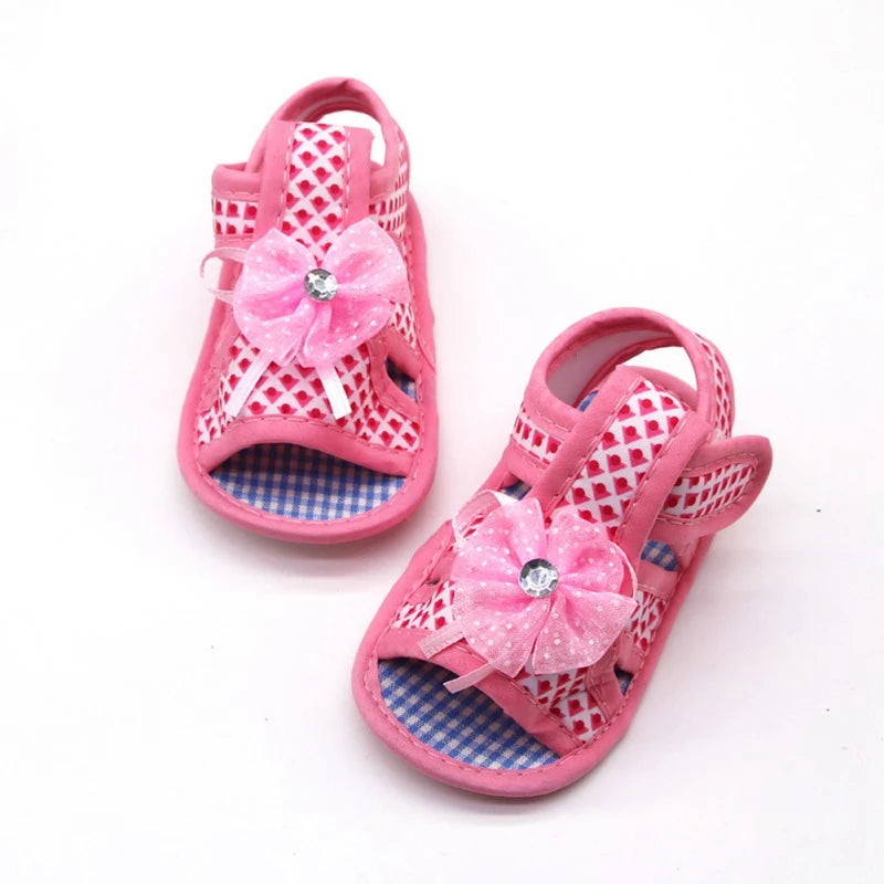 1Pair Kids Baby Girl Soft Sole Shoes Anti-slip Sandals Prewalkers Floral Design