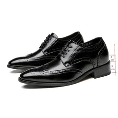Genuine Leather Brogue Men Shoes 6CM Height Increase Formal Dress Shoes