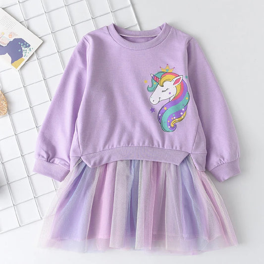Unicorn Princess Dress Children's Spring & Autumn Season Dress