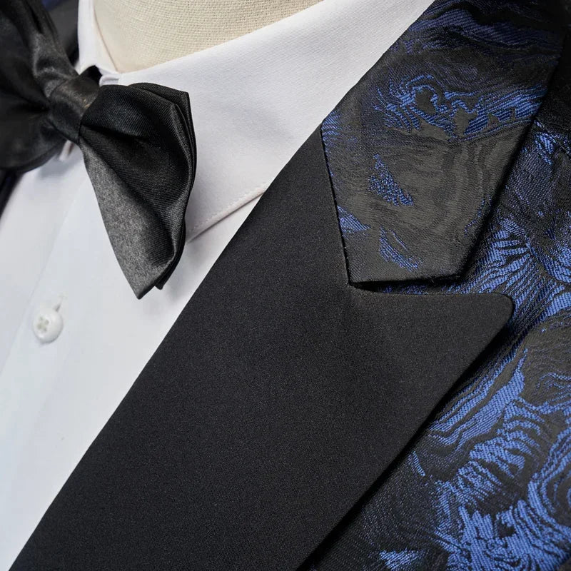 Men's Slim Fit 3-Piece Casual Tuxedo Suit Set for Weddings and Business Events