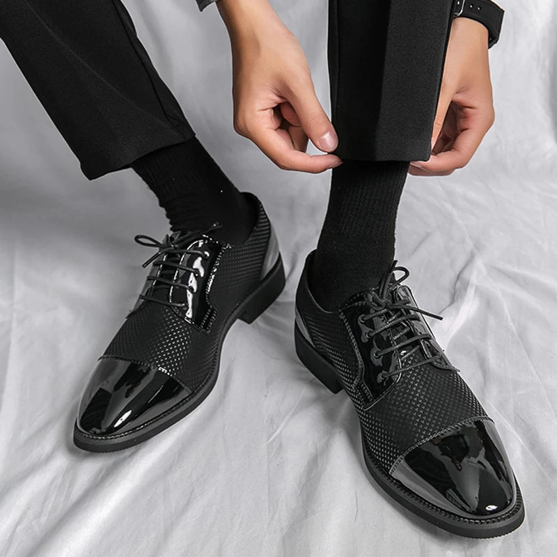 Classic Oxfords for Men Dress Shoes for Men Wedding Party Formal Pu Leather Shoes Business Casual Lace Up Office Footwear