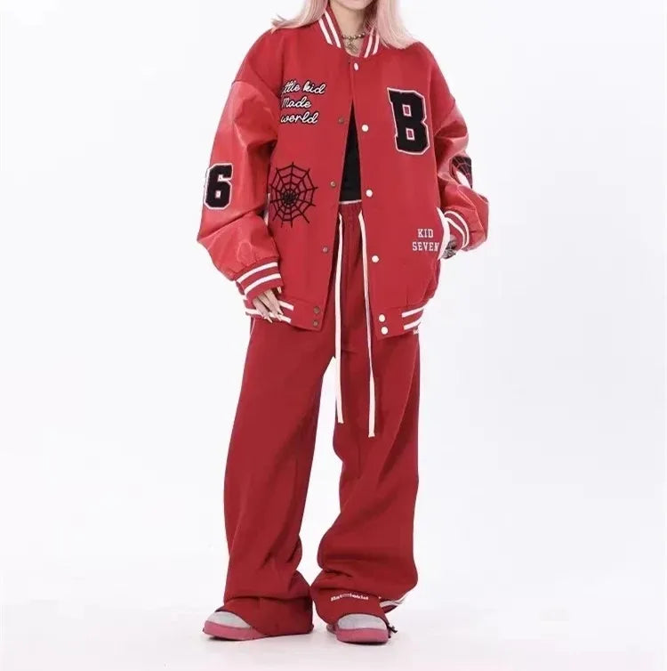 Jackets Men Embroidery Baseball Jacket removable Hat Spliced PU Leather