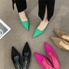 Pointed Toe Women Mules Slipper Fashion Candy Color Ladies Elegant Dress Sandal