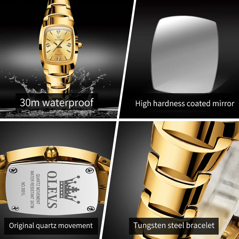 OLEVS 7006 Women's Watches Top Brand Luxury Original Quartz Montres Femmes Waterproof Tungsten Steel Case Strap Luminous Date