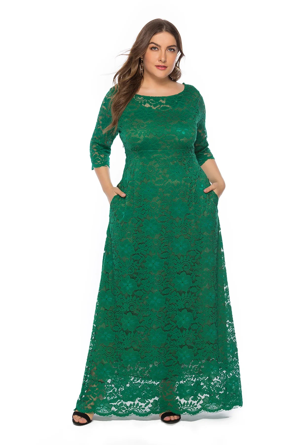 XL-6XL Plus Size African Dresses for Women Elegant African O-neck Lace Wedding Party Evening Maxi Dress Dashiki Africa Clothing