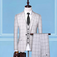 High-end boutique (suit + vest + trousers)  British wedding party trend slim-fitting dress