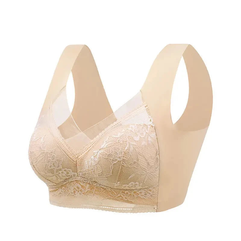 Women Large Bra Push Up Ice Silk Seamless upper Bralette Lace Wireless