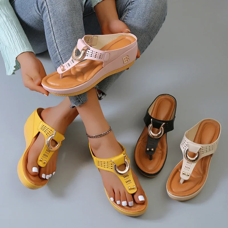 2023 Summer Women's Sandals Rome Wedges Slippers Causal Platform Beach Shoes Plus Size 42 Flip Flops Comfortable Ladies Slides