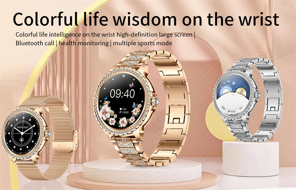 2024New Fashion Women Smart Watch 360*360 HD Screen Sports Bracelet Custom Dial Heart Rate Voice Call Smartwatch For Android IOS