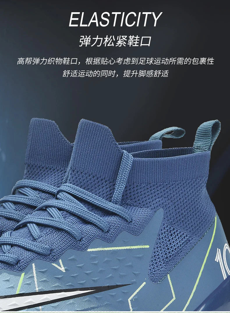 Mens Soccer Cleats High Ankle Football Shoes Long Spikes Outdoor Soccer