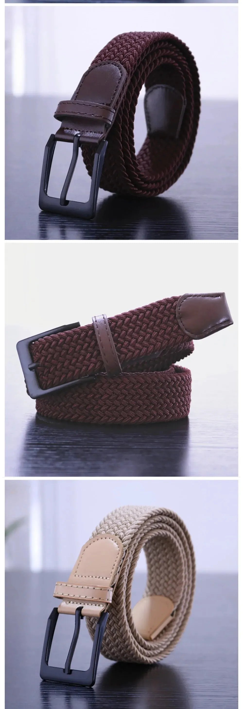 Men's Belt Fashion Casual Woven Elastic Belt Outdoor Sports Lady Tactical Belt Strap Climbing Belt With Pants Jeans Neutral Belt