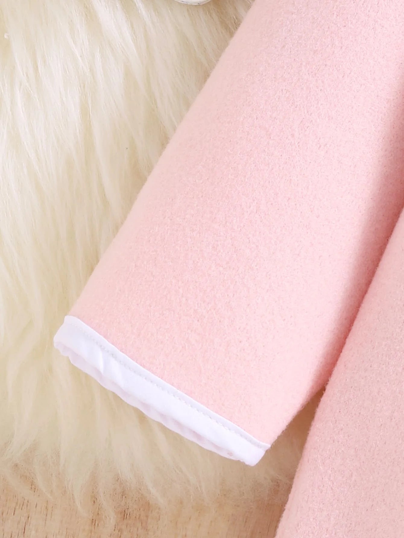 Autumn And Winter Girls  Coat Round Neck Long Sleeve Button Fashion Cherry Blossom Pink Warm Infant Toddler